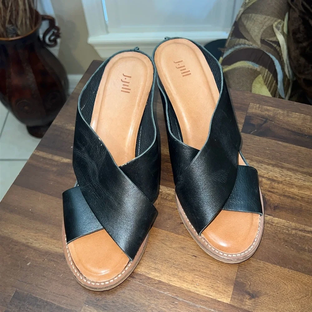 J‎ Jill Leather Muke Wedges - 7.5 Color Black